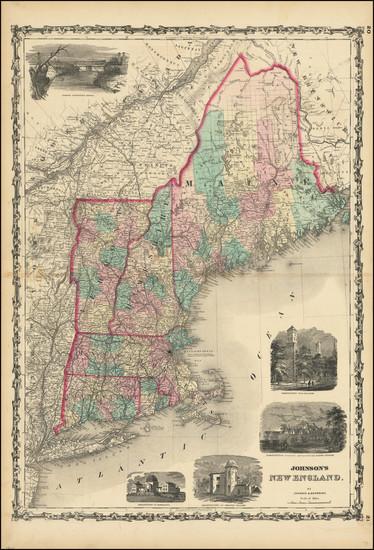 84-New England, Maine, Massachusetts, New Hampshire, Rhode Island and Vermont Map By Alvin Jewett 