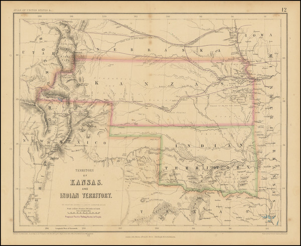 36-Kansas, Oklahoma & Indian Territory, Colorado and Colorado Map By Henry Darwin Rogers  &