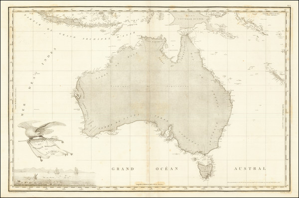 50-Australia Map By Louis Claude Desaulses de Freycinet