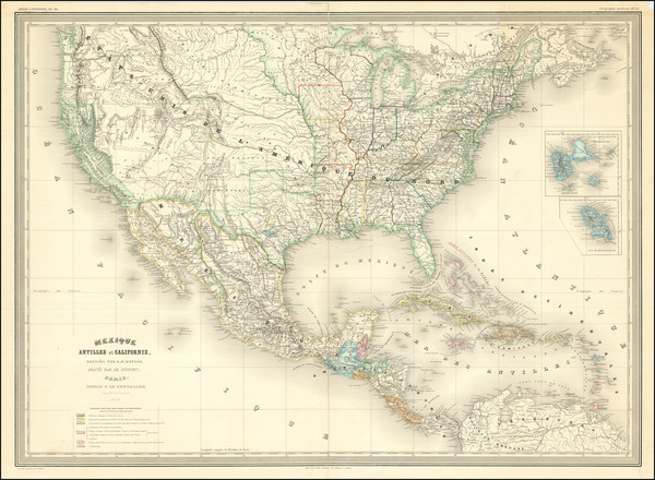 99-United States and North America Map By Adolphe Hippolyte Dufour