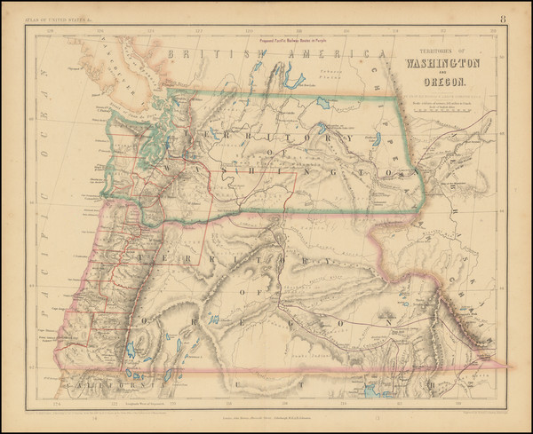 31-Rocky Mountains, Idaho, Montana, Wyoming, Pacific Northwest, Oregon and Washington Map By Henry