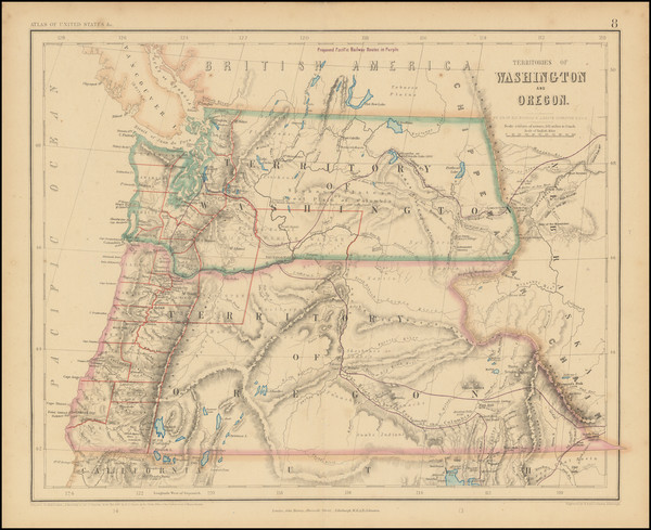 100-Rocky Mountains, Idaho, Montana, Wyoming, Pacific Northwest, Oregon and Washington Map By Henry