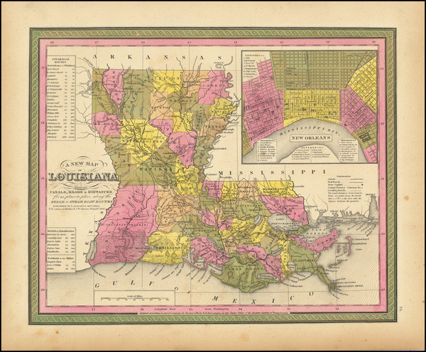 9-Louisiana Map By Samuel Augustus Mitchell