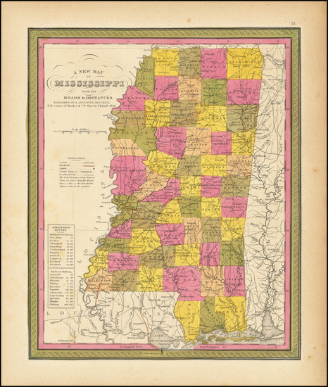 7-Mississippi Map By Samuel Augustus Mitchell