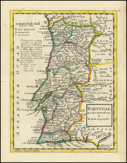 89-Portugal Map By Herman Moll