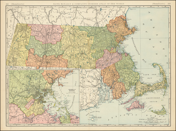 77-Massachusetts Map By Rand McNally & Company