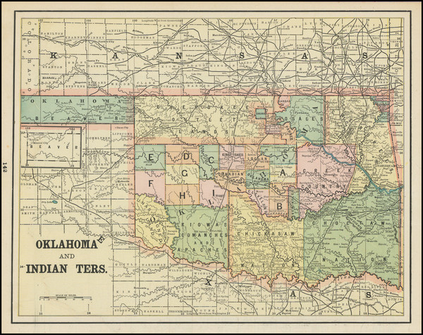 12-Oklahoma & Indian Territory Map By George F. Cram