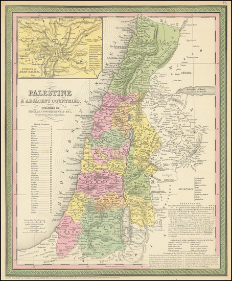 63-Holy Land Map By Thomas, Cowperthwait & Co.