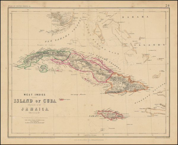 99-Florida, Cuba, Jamaica and Bahamas Map By Henry Darwin Rogers  &  Alexander Keith Johnston
