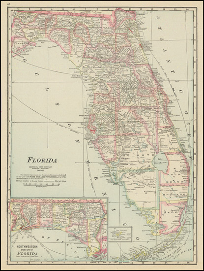 27-Florida Map By George F. Cram