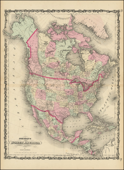 13-North America Map By Alvin Jewett Johnson  &  Ross C. Browning