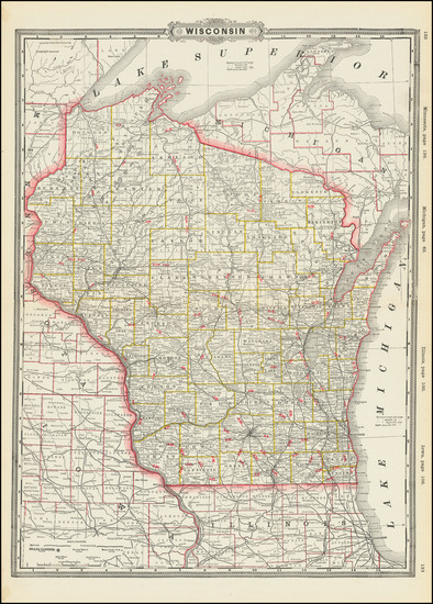 82-Wisconsin Map By George F. Cram