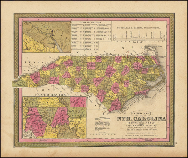 30-North Carolina Map By Samuel Augustus Mitchell