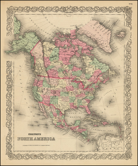 57-North America Map By G.W.  & C.B. Colton