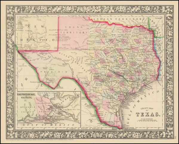 1-Texas Map By Samuel Augustus Mitchell Jr.