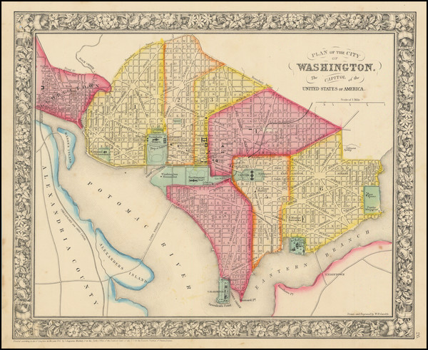 0-Washington, D.C. Map By Samuel Augustus Mitchell Jr.