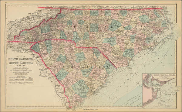 30-North Carolina and South Carolina Map By O.W. Gray