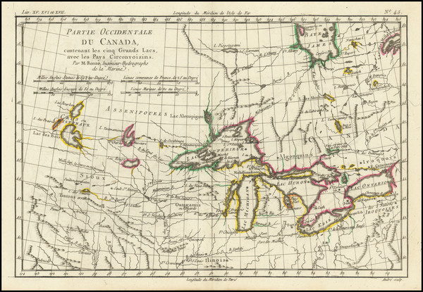 67-Midwest, Michigan, Minnesota, Wisconsin and Western Canada Map By Rigobert Bonne