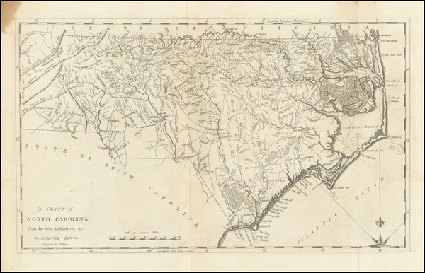 0-North Carolina Map By Mathew Carey