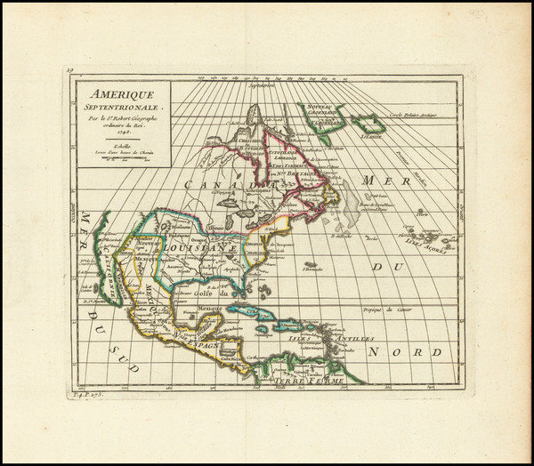 89-North America Map By Gilles Robert de Vaugondy