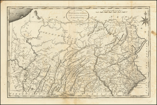 96-Pennsylvania Map By Mathew Carey