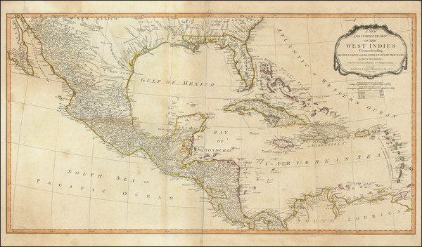 15-Florida, Texas, Mexico, Caribbean and Central America Map By Laurie & Whittle