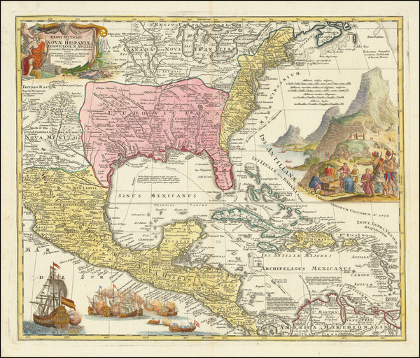 35-United States and Caribbean Map By Johann Baptist Homann