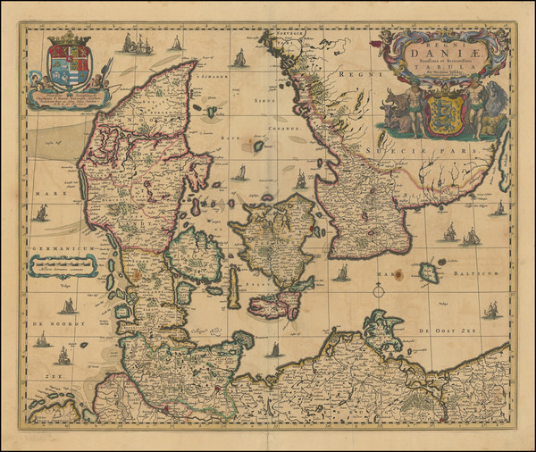 47-Denmark Map By Nicolaes Visscher I