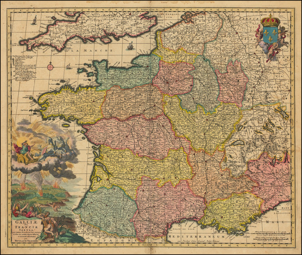 93-France Map By Nicolaes Visscher I