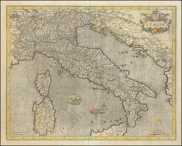 56-Italy Map By  Gerard Mercator