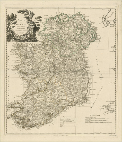 73-Ireland Map By Franz Anton Schraembl