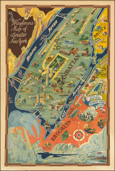 10-New York City, New York State and Pictorial Maps Map By Herbert C. Wyman