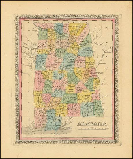 87-Alabama Map By Tanner's Geographical Establishment