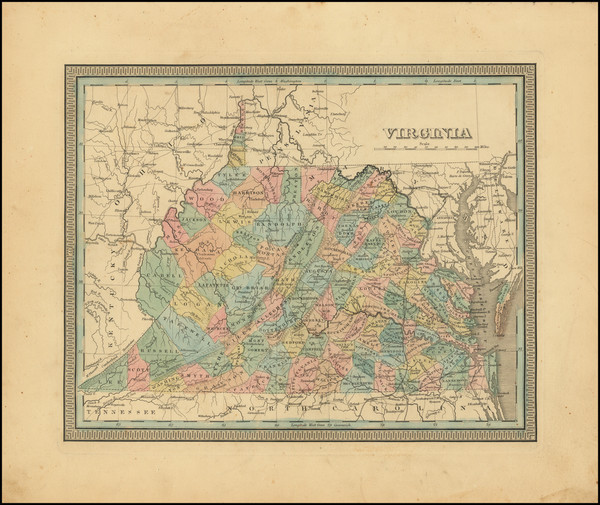 73-West Virginia and Virginia Map By Tanner's Geographical Establishment