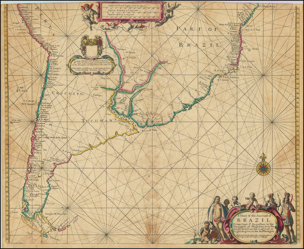 75-South America, Argentina, Chile and Brazil Map By John Seller