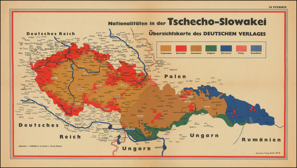 34-Czech Republic & Slovakia and World War II Map By Deutschen Verlag