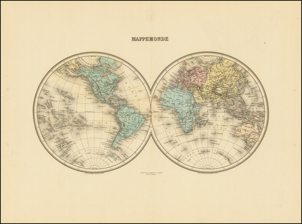 43-World Map By J. Migeon / Charles Lacoste