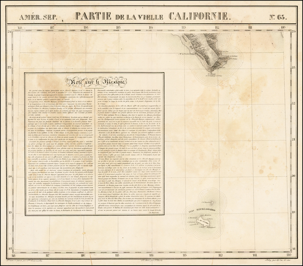 44-Mexico and Baja California Map By Philippe Marie Vandermaelen