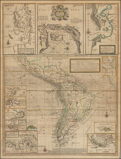 93-Central America, South America, California and America Map By Herman Moll