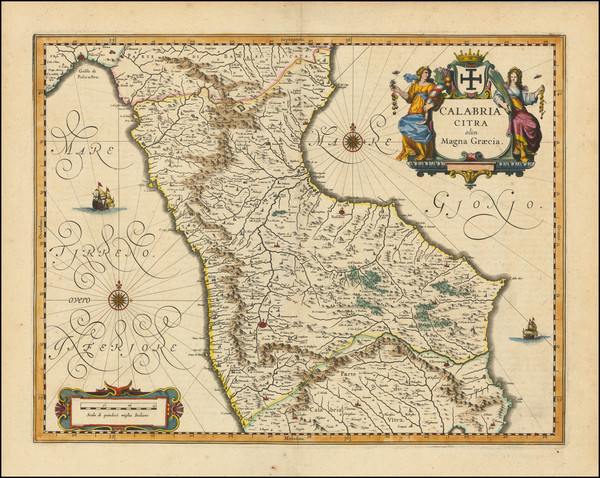 61-Southern Italy Map By Willem Janszoon Blaeu