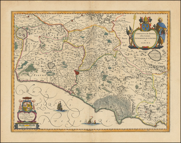 53-Northern Italy and Southern Italy Map By Willem Janszoon Blaeu  &  Johannes Blaeu