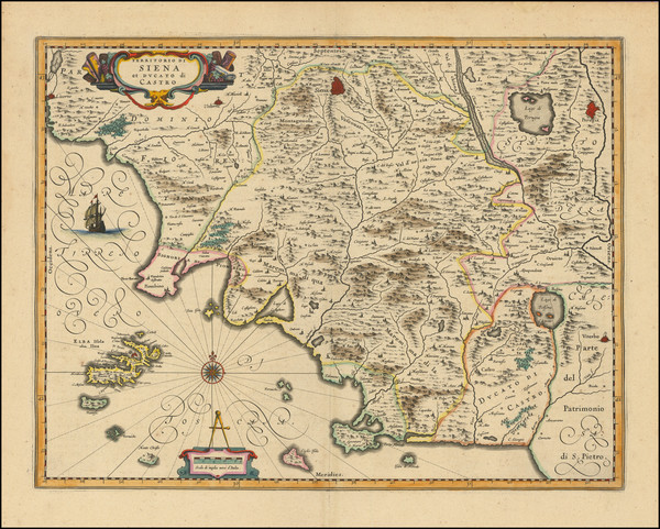 85-Northern Italy and Southern Italy Map By Willem Janszoon Blaeu