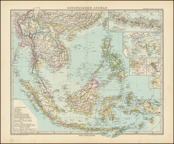 93-Southeast Asia, Philippines, Singapore and Indonesia Map By Adolf Stieler