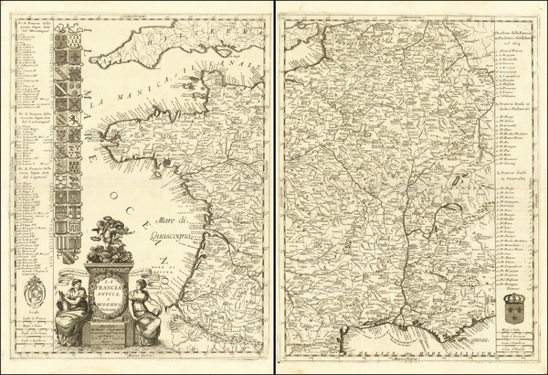 34-France Map By Vincenzo Maria Coronelli