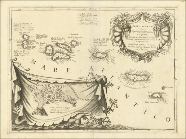 65-Atlantic Ocean and Portugal Map By Vincenzo Maria Coronelli