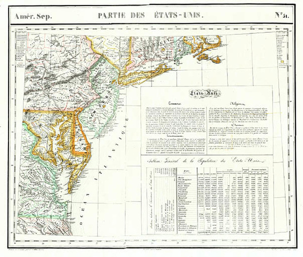 20-New England, Mid-Atlantic and Southeast Map By Philippe Marie Vandermaelen