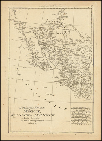 94-Texas, Southwest, Mexico and Baja California Map By Rigobert Bonne