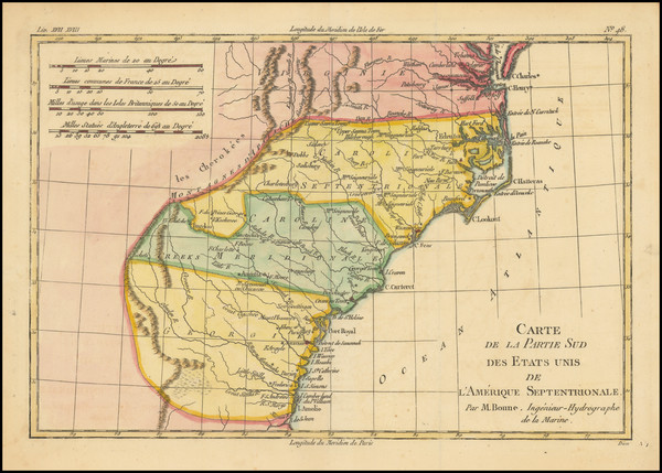 56-Southeast, Georgia, North Carolina and South Carolina Map By Rigobert Bonne