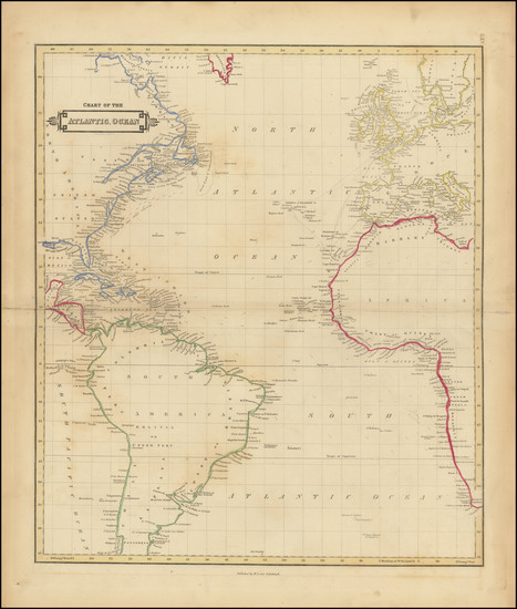 67-Atlantic Ocean Map By William Home Lizars