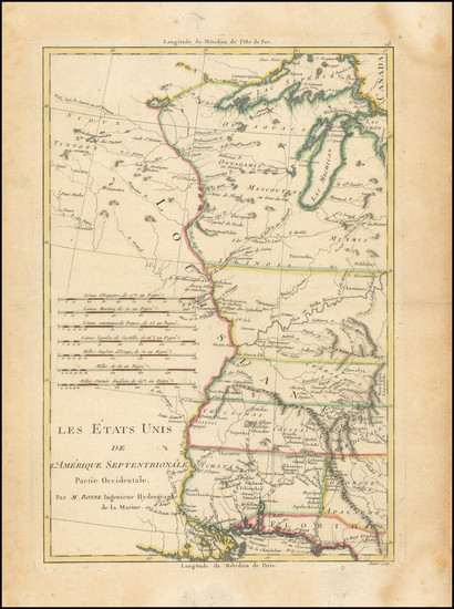 88-South, Mississippi, Arkansas, Midwest, Illinois, Plains and Missouri Map By Rigobert Bonne